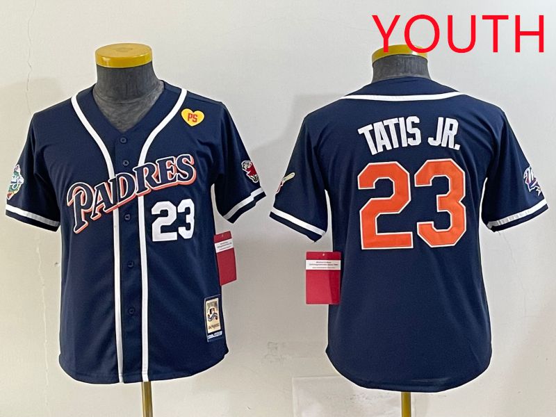 Youth 2025 San Diego Padres #23 Tatis jr Blue Throwback Game Nike MLB Jersey style 24->youth mlb jersey->Youth Jersey